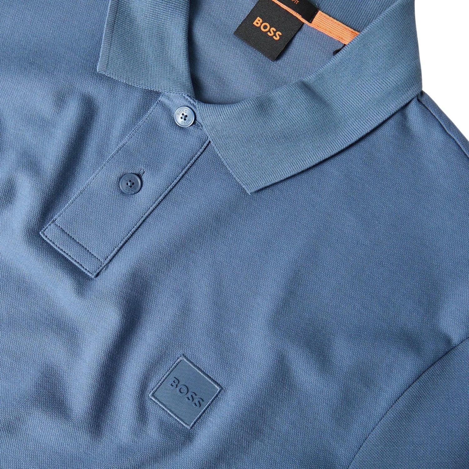 Blue - Side - Boss Mens Passenger Box Logo Polo Shirt