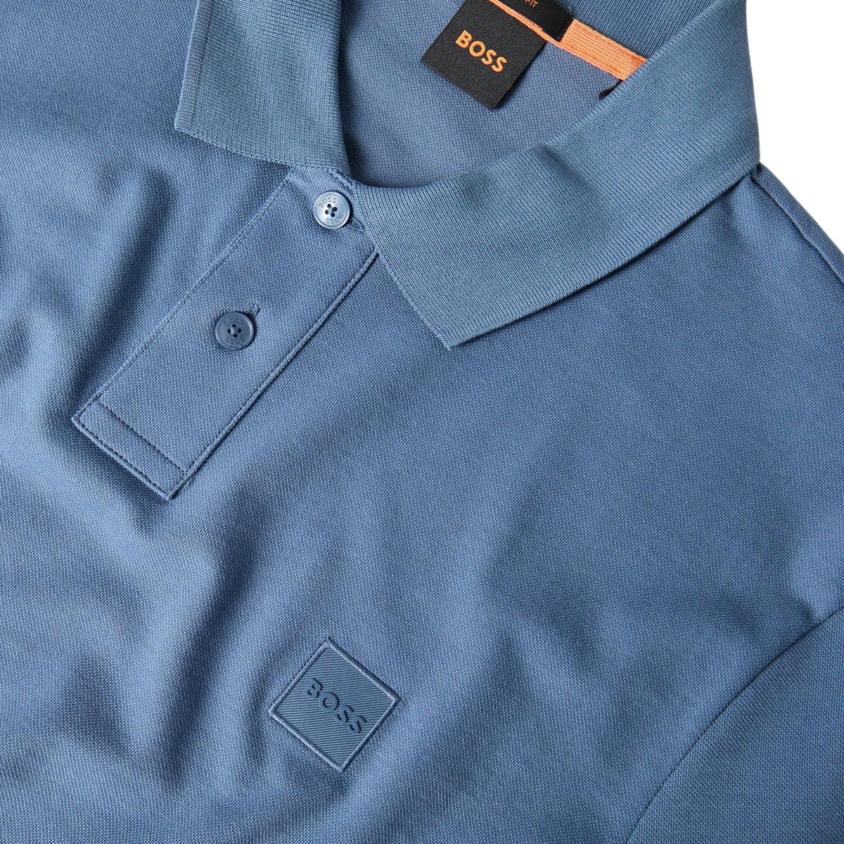 Blue - Side - Boss Mens Passenger Box Logo Polo Shirt