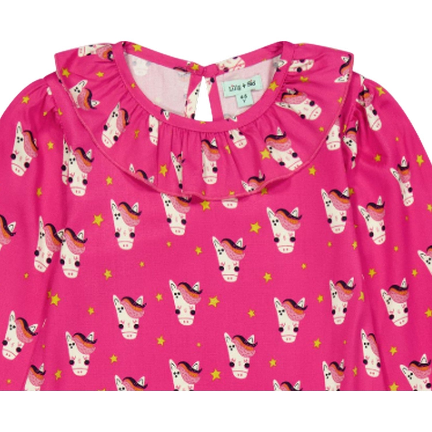 Pink - Side - Lilly & Sid Girls All-Over Print Puff Sleeve Dress