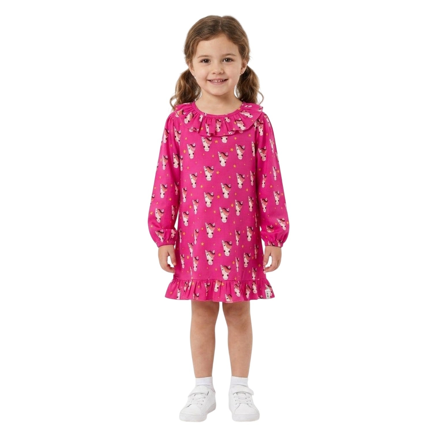 Pink - Lifestyle - Lilly & Sid Girls All-Over Print Puff Sleeve Dress