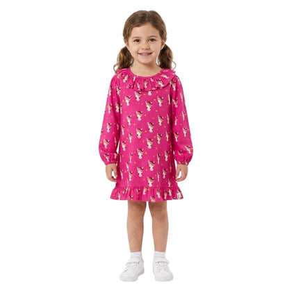 Pink - Lifestyle - Lilly & Sid Girls All-Over Print Puff Sleeve Dress