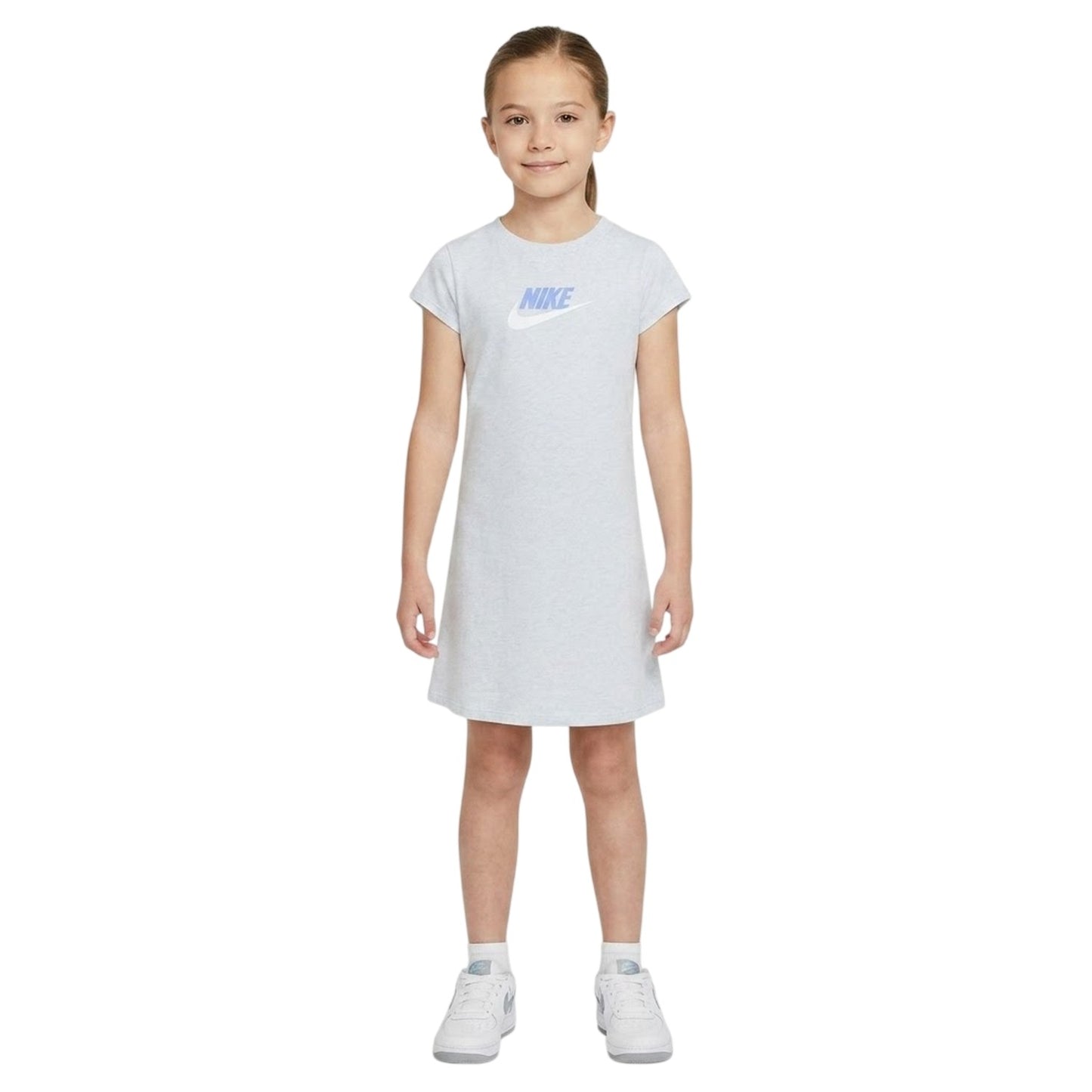 Grey - Lifestyle - Nike Girls Swoosh Short-Sleeved T-Shirt Dress