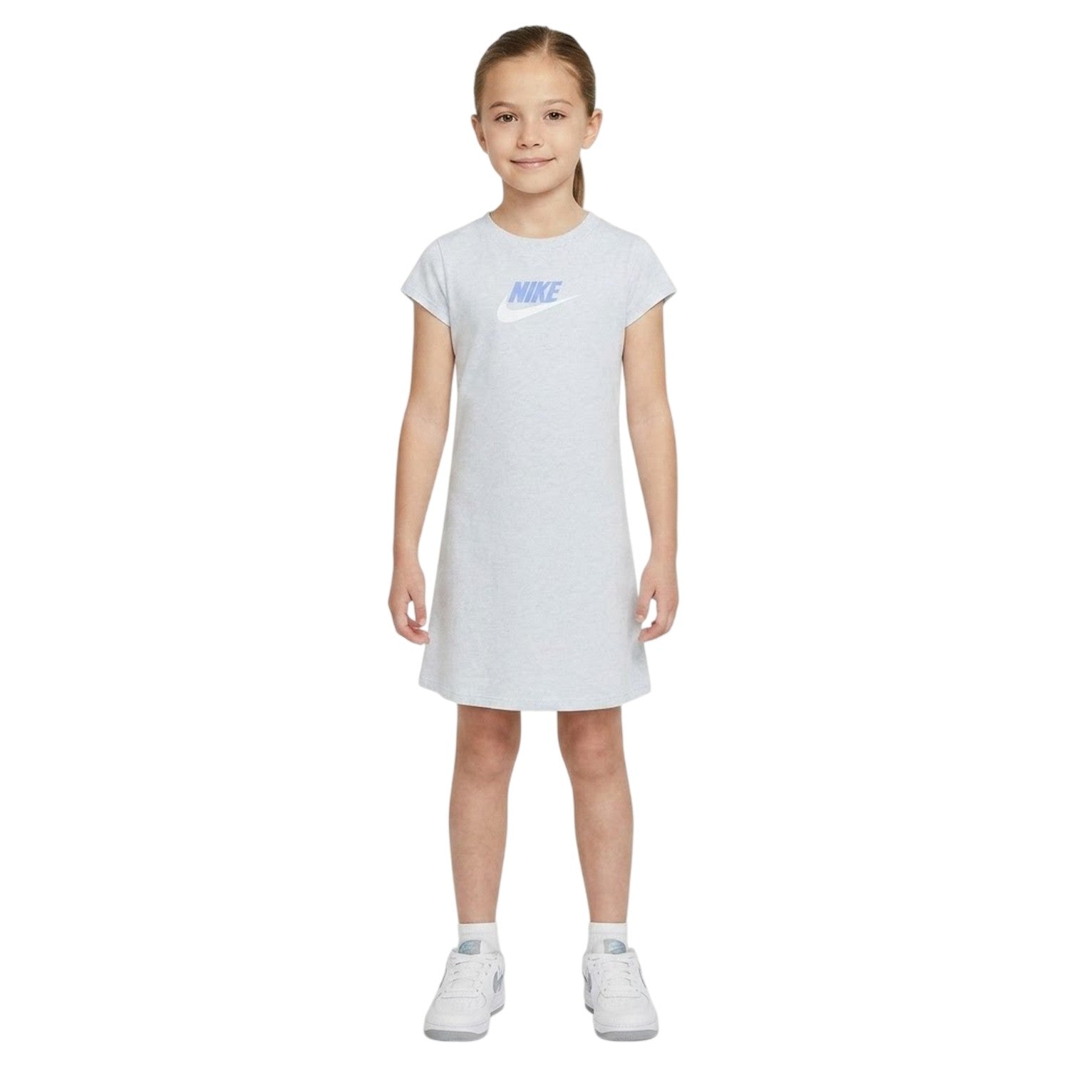Grey - Lifestyle - Nike Girls Swoosh Short-Sleeved T-Shirt Dress