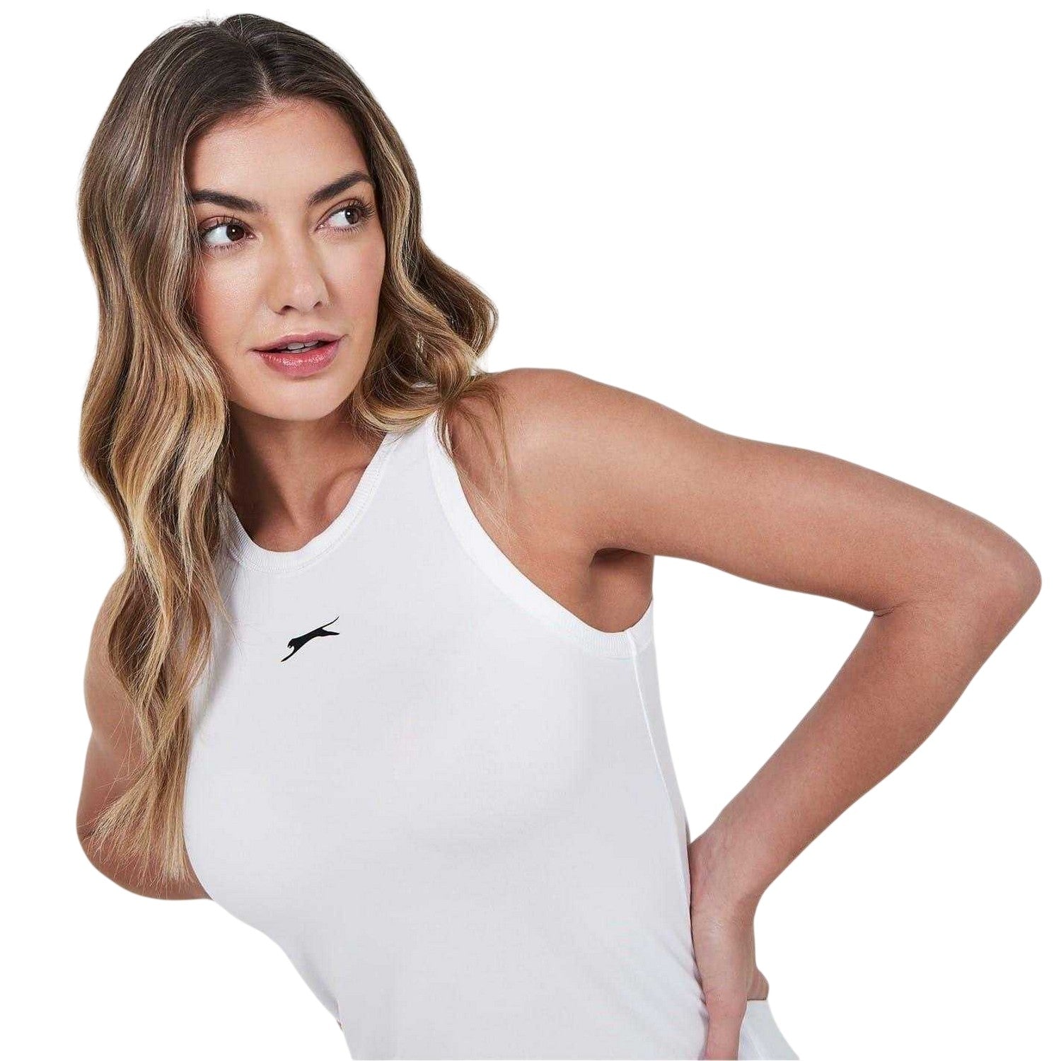 White - Side - Slazenger Womens-Ladies Logo Tennis Dress