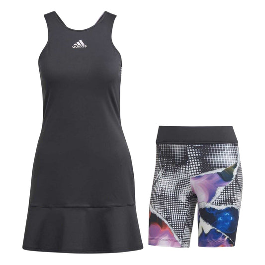 Black Print - Front - Adidas Womens-Ladies US Printed Dress Set