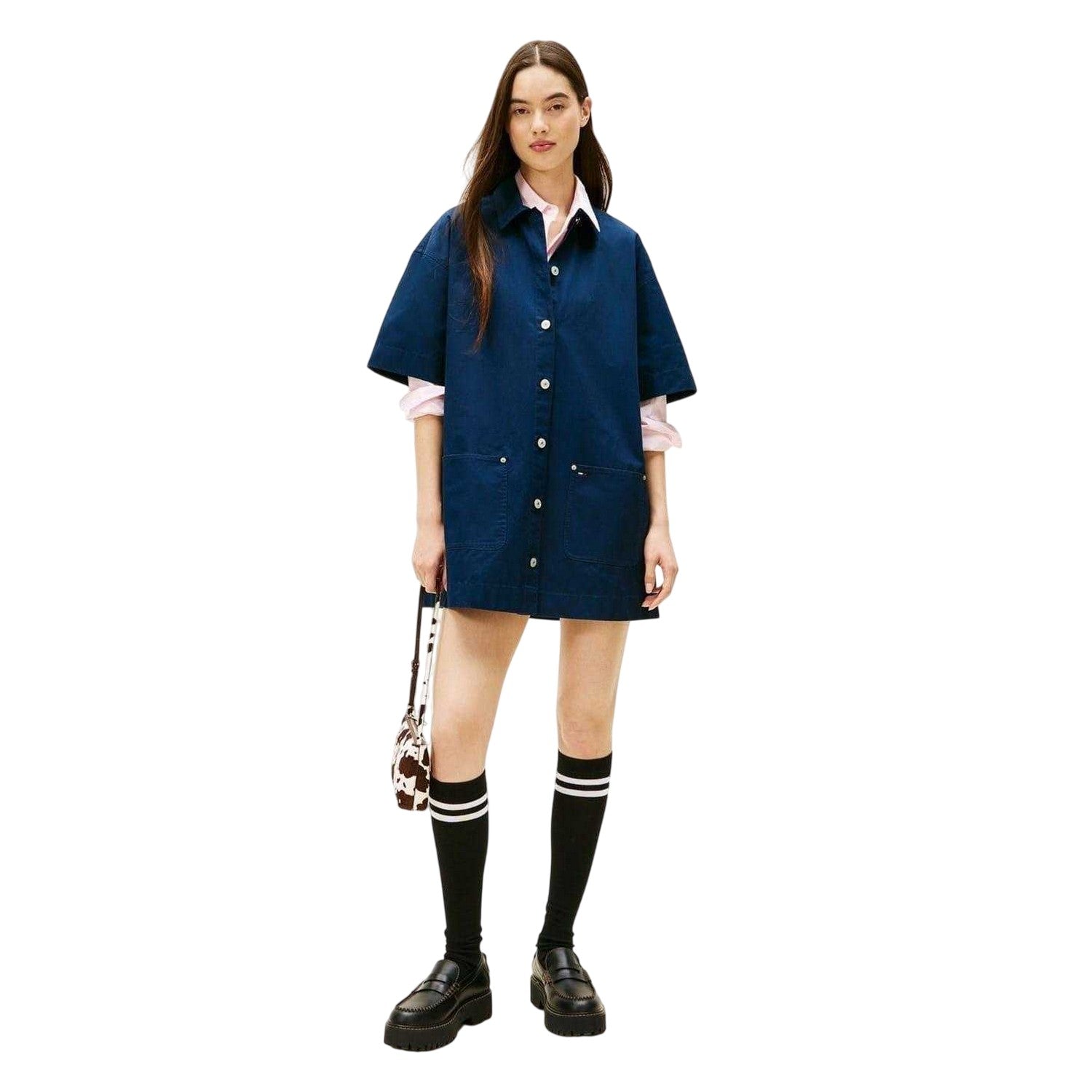 Dark Navy - Lifestyle - Tommy Jeans Womens-Ladies Boxy Mini Shirt Dress