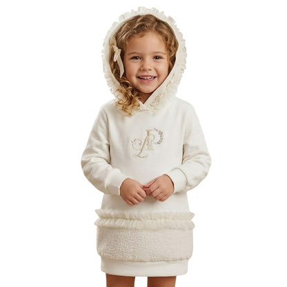 Off White - Back - Lapin House Girls Monogram Dress