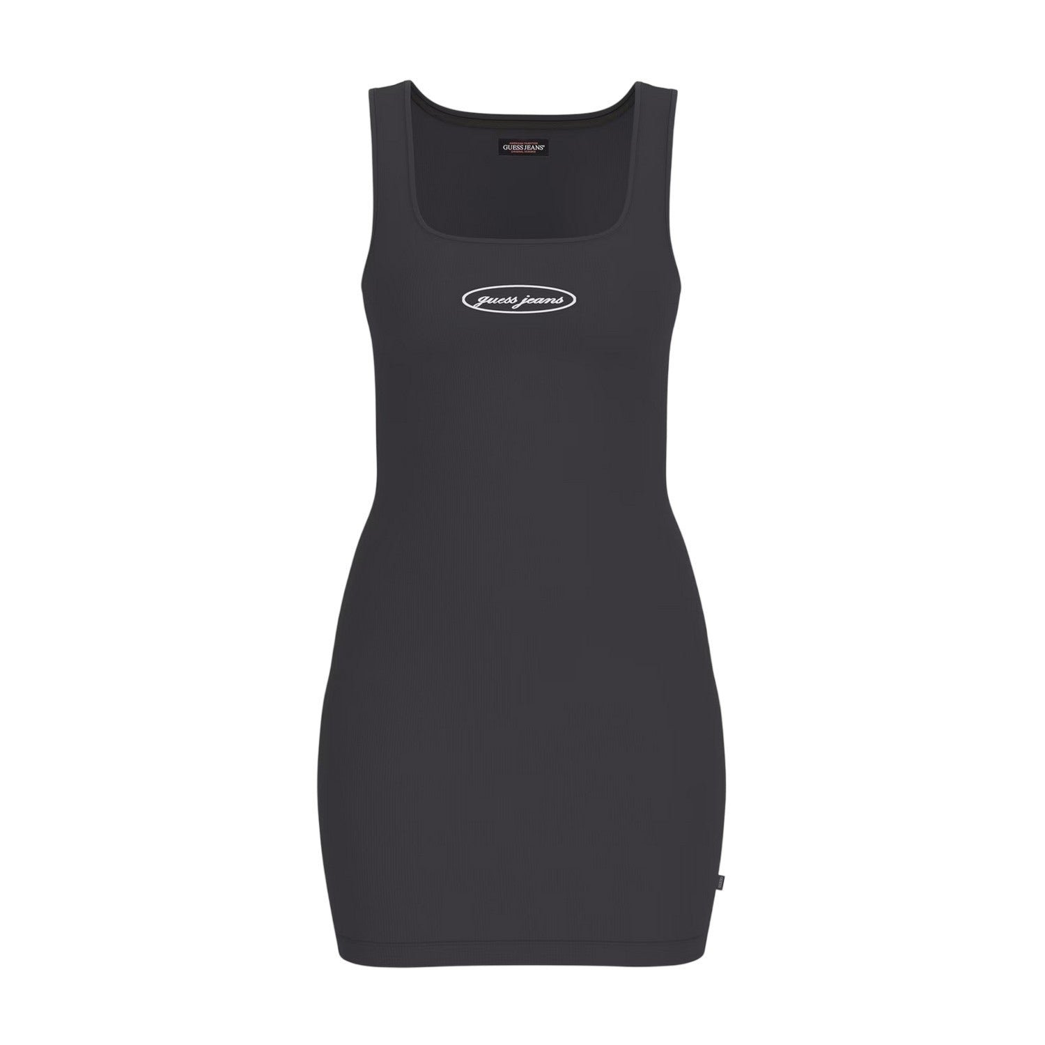 Jet Black - Front - Guess Womens-Ladies Square Neck Slim Mini Dress
