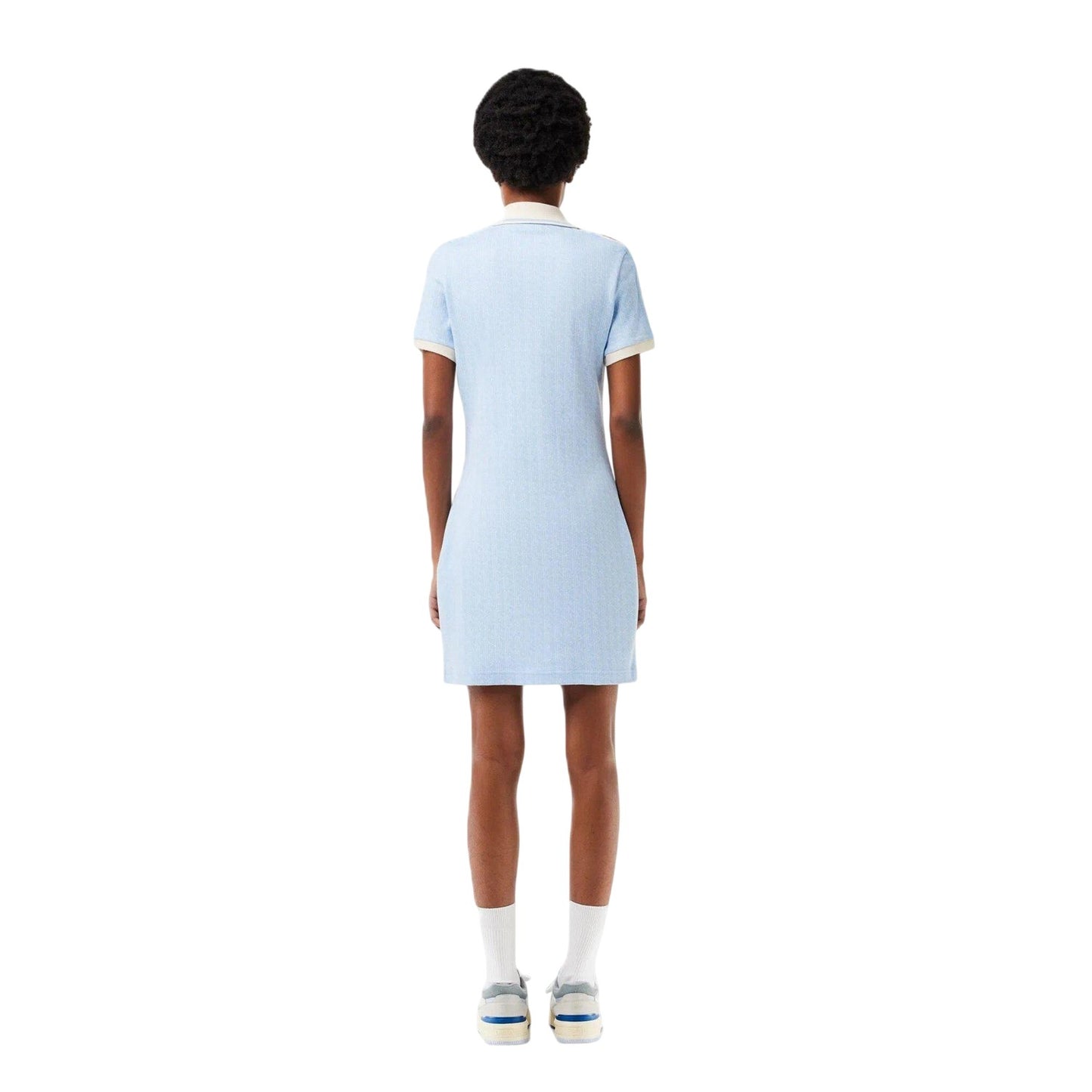 Blue Print - Back - Lacoste Womens-Ladies Monogram Slim T-Shirt Dress