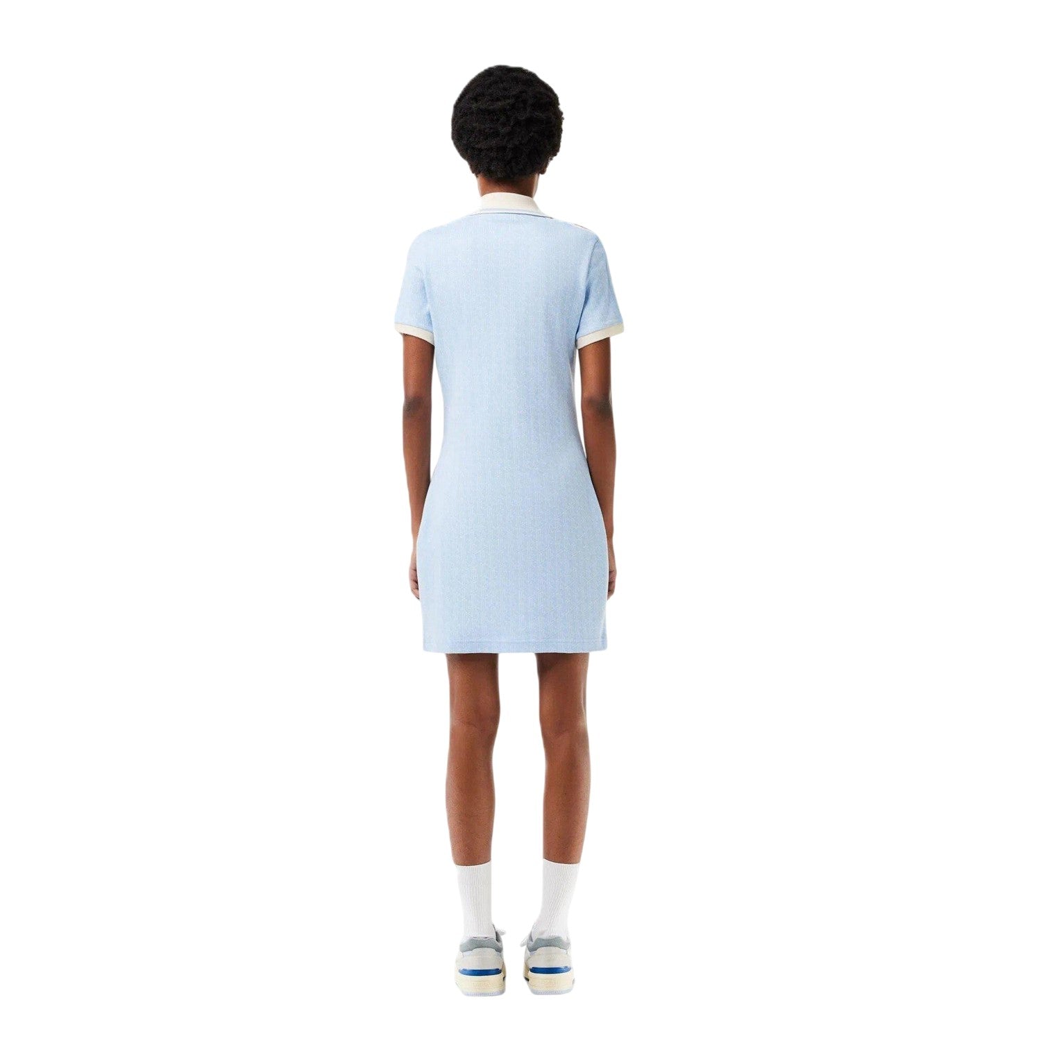 Blue Print - Back - Lacoste Womens-Ladies Monogram Slim T-Shirt Dress