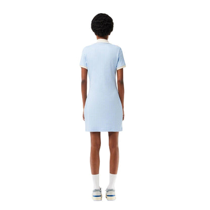 Blue Print - Back - Lacoste Womens-Ladies Monogram Slim T-Shirt Dress