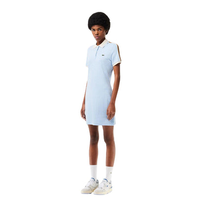 Blue Print - Side - Lacoste Womens-Ladies Monogram Slim T-Shirt Dress