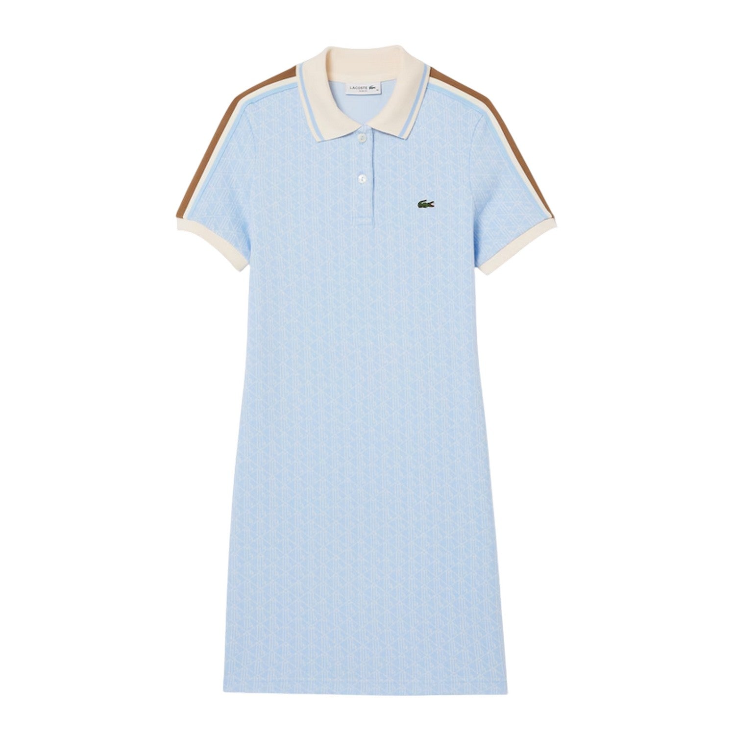 Blue Print - Front - Lacoste Womens-Ladies Monogram Slim T-Shirt Dress