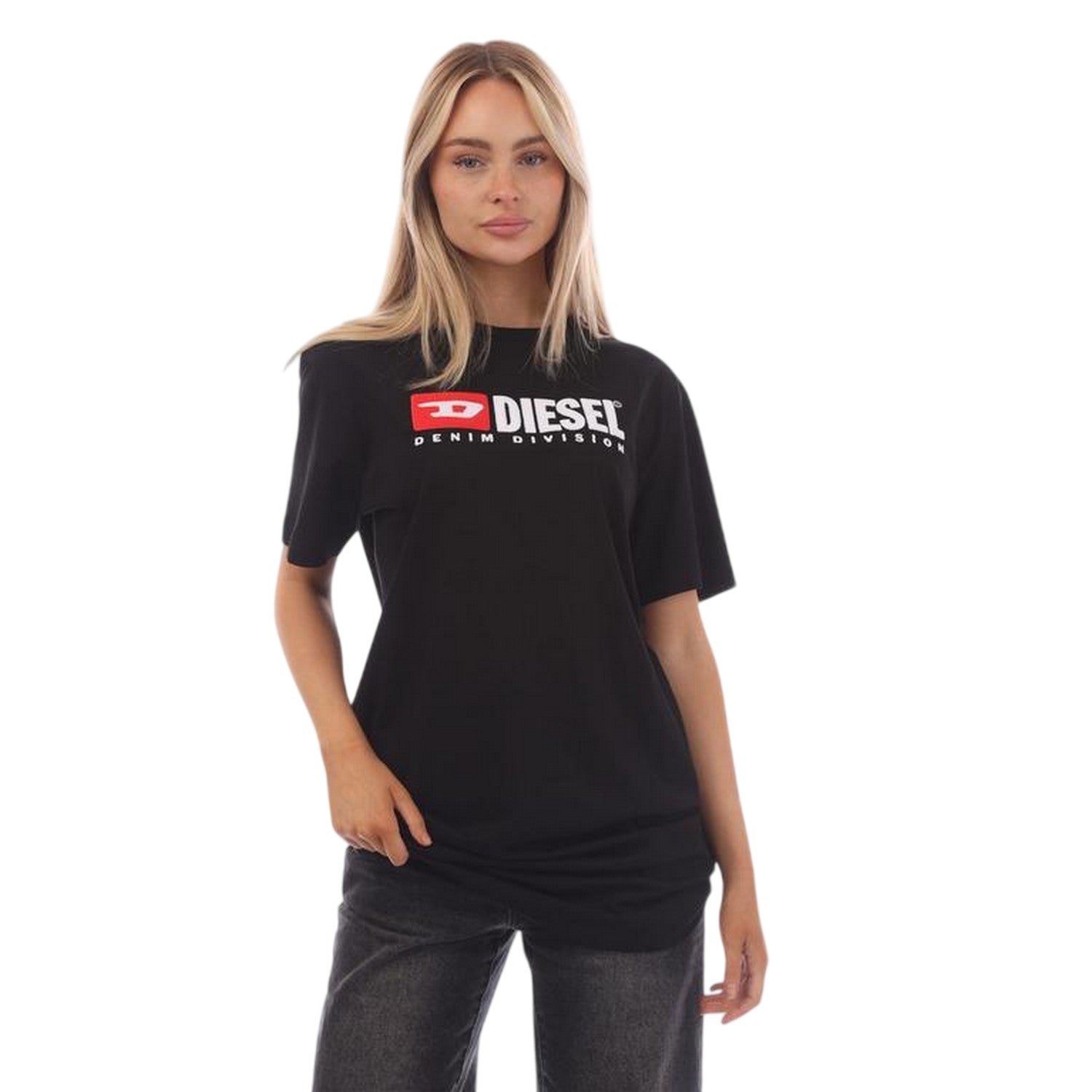 Black Print - Side - Diesel Womens-Ladies Graphic Print T-Shirt Dress