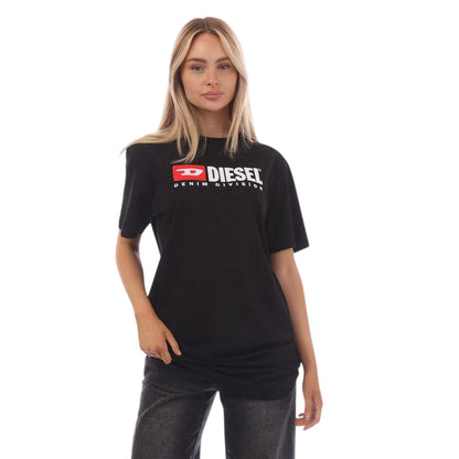 Black Print - Side - Diesel Womens-Ladies Graphic Print T-Shirt Dress