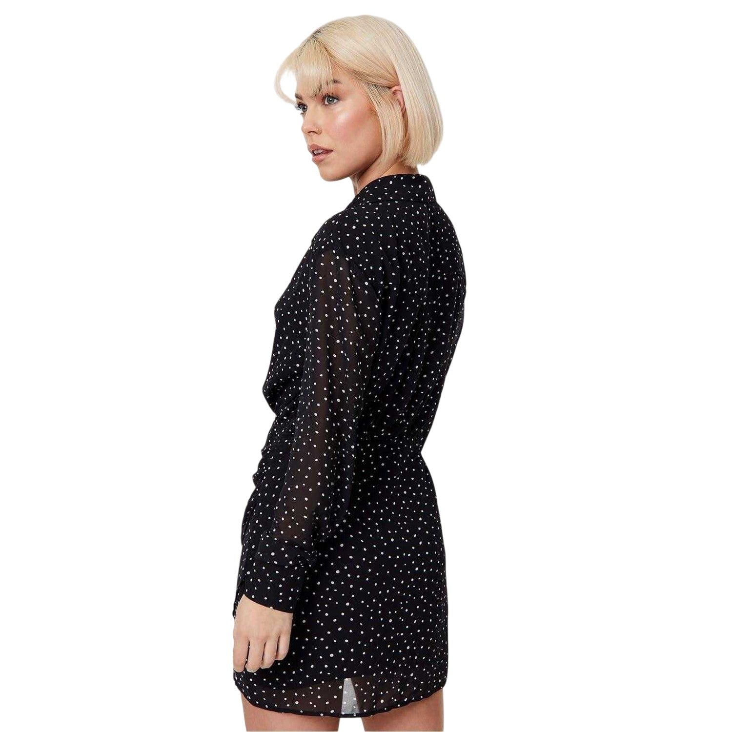 Black - Back - Jack Wills Womens-Ladies Spotted Draped Shirt Dress