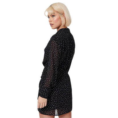 Black - Back - Jack Wills Womens-Ladies Spotted Draped Shirt Dress