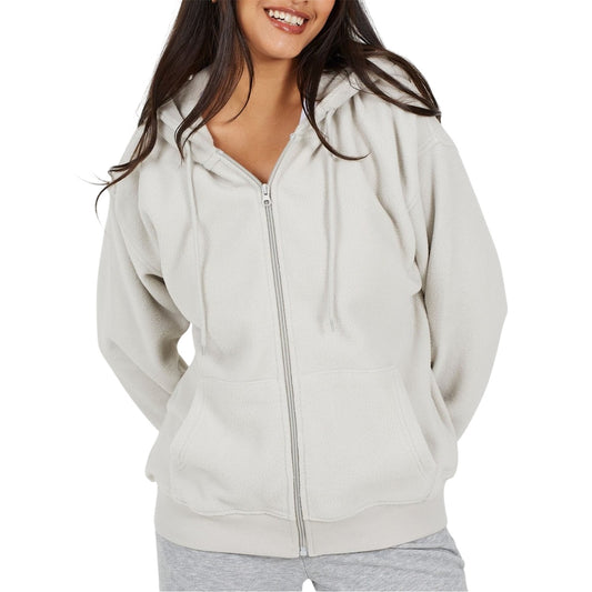 Cloud Grey - Front - Brave Soul Womens-Ladies Polar Fleece Full Zip Hoodie