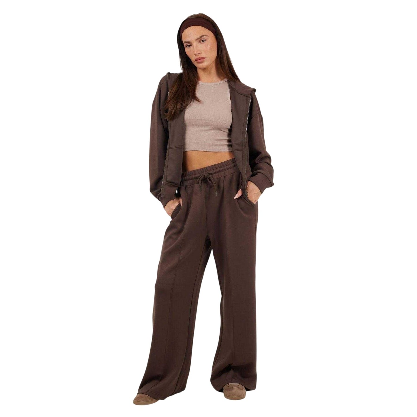 Chocolate - Side - Brave Soul Womens-Ladies Scuba Full Zip Hoodie