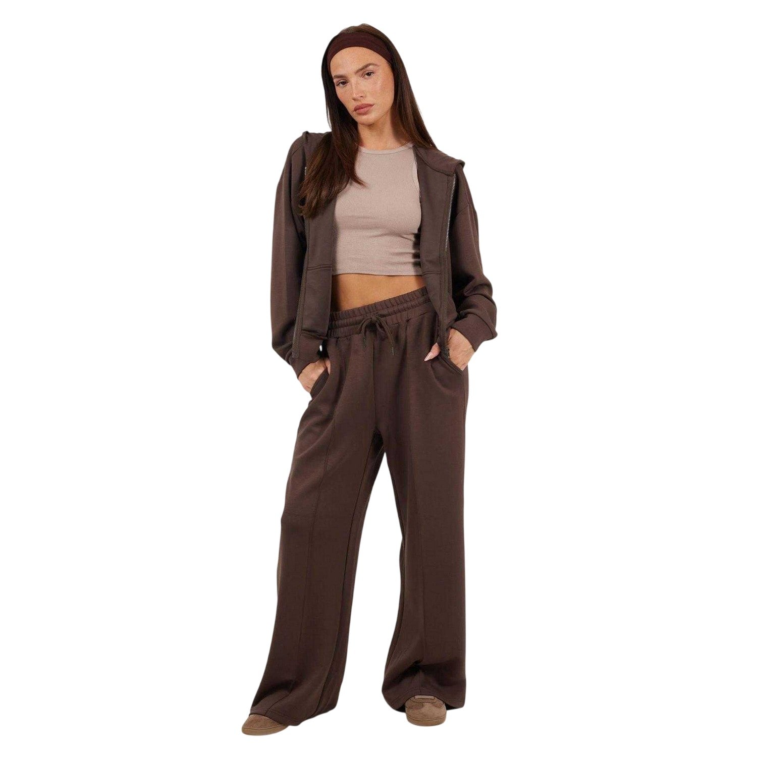 Chocolate - Side - Brave Soul Womens-Ladies Scuba Full Zip Hoodie