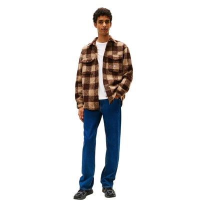 Brown - Lifestyle - Tommy Jeans Mens Check Plaid Flannel Chest Pocket Overshirt