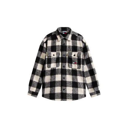 Red-Black - Front - Tommy Jeans Mens Check Plaid Flannel Chest Pocket Overshirt