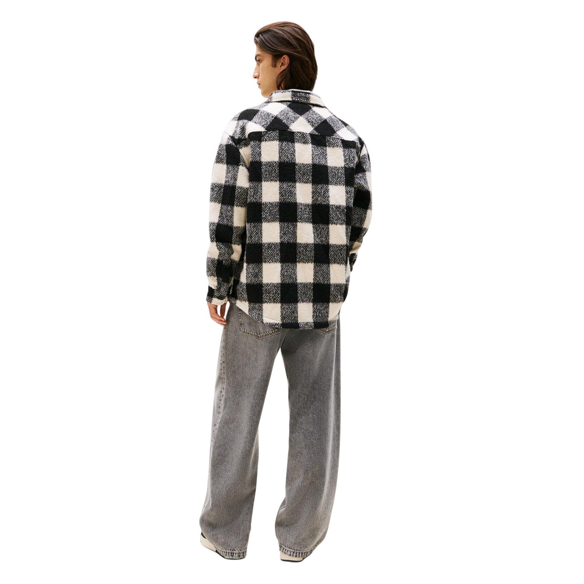 Red-Black - Back - Tommy Jeans Mens Check Plaid Flannel Chest Pocket Overshirt