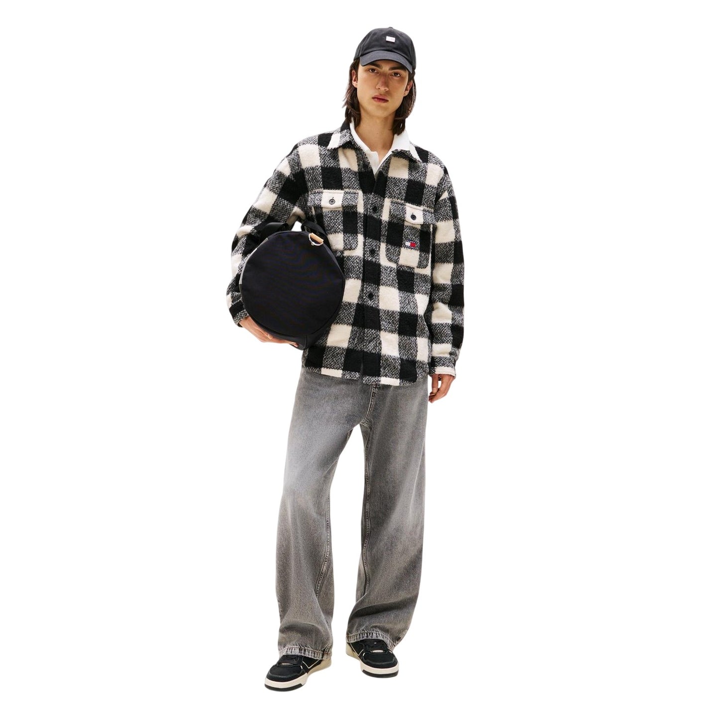 Red-Black - Lifestyle - Tommy Jeans Mens Check Plaid Flannel Chest Pocket Overshirt