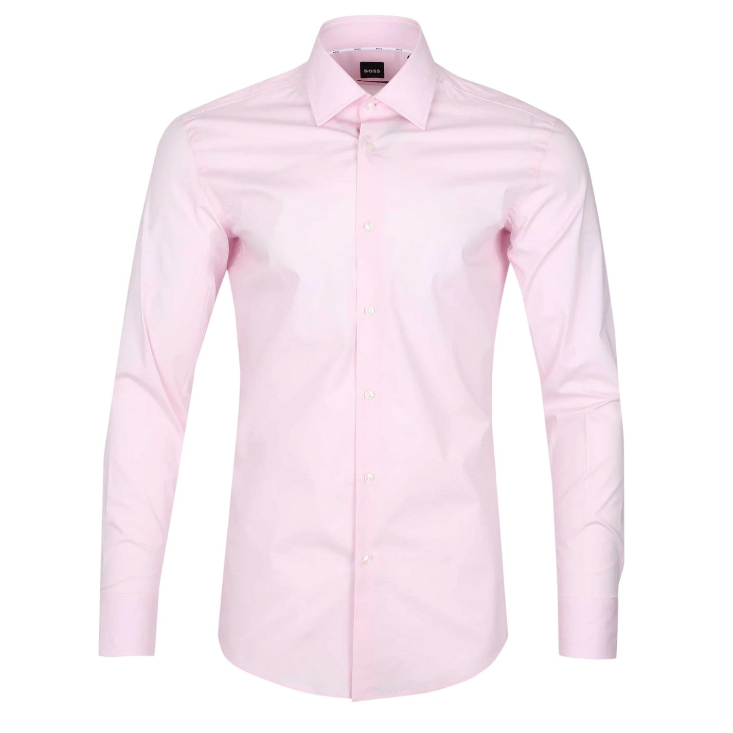 Pink - Side - Boss Mens Plain Long-Sleeved Formal Shirt