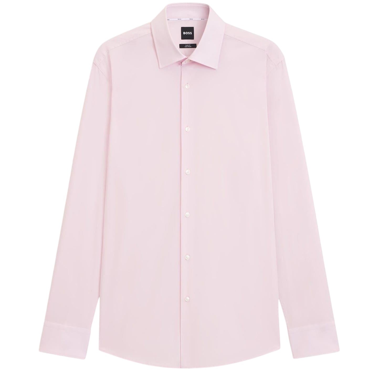 Pink - Front - Boss Mens Plain Long-Sleeved Formal Shirt