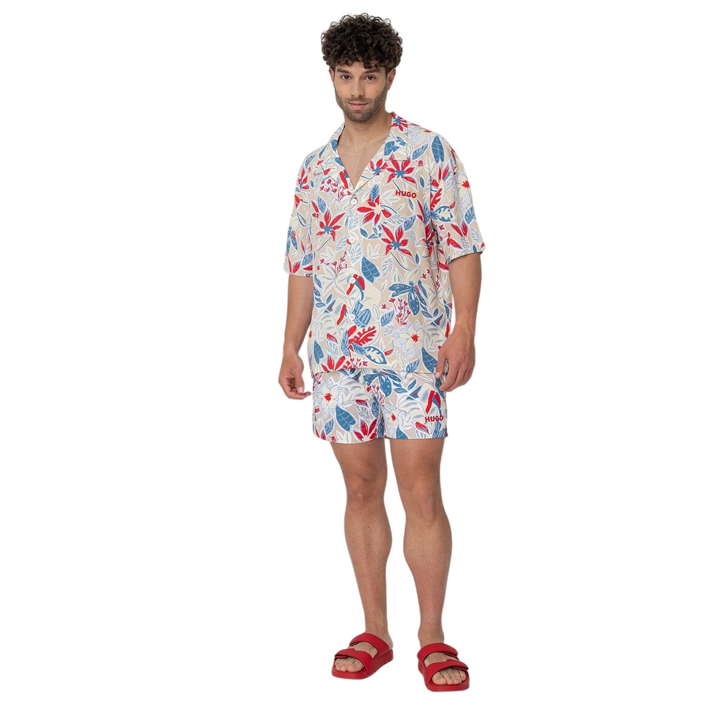 White - Lifestyle - Hugo Mens Floral Relaxed Fit Shirt
