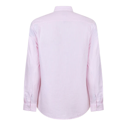 Pink-White - Back - Peter Werth Mens Pinstripe Regular Long-Sleeved Shirt