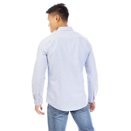 Navy-White - Lifestyle - Peter Werth Mens Pinstripe Regular Long-Sleeved Shirt