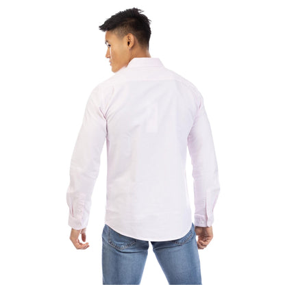 Pink-White - Lifestyle - Peter Werth Mens Pinstripe Regular Long-Sleeved Shirt