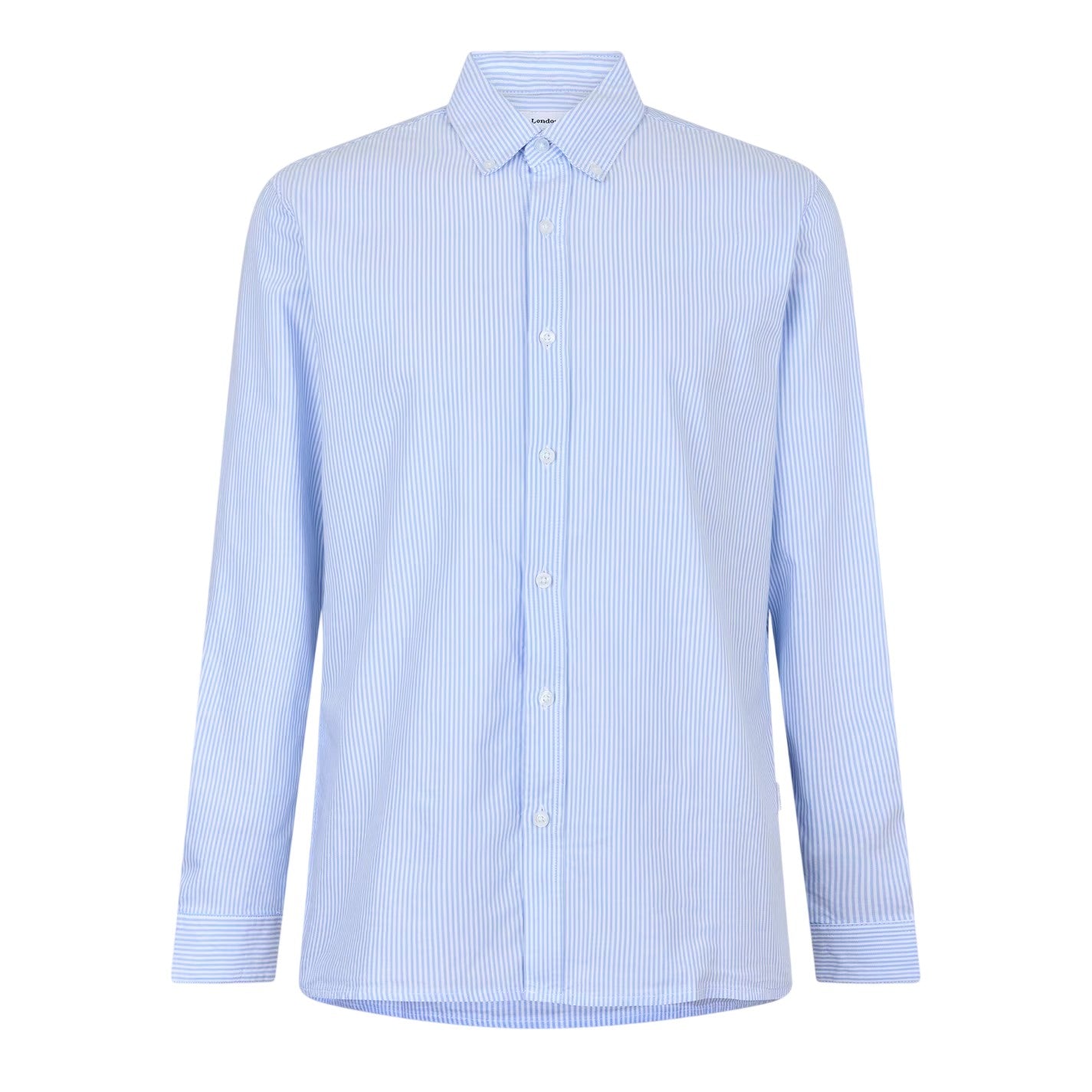 Blue-White - Front - Peter Werth Mens Pinstripe Regular Long-Sleeved Shirt