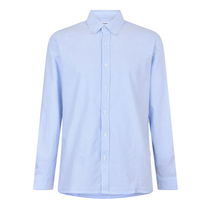 Blue-White - Front - Peter Werth Mens Pinstripe Regular Long-Sleeved Shirt