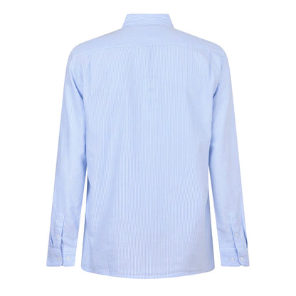 Blue-White - Back - Peter Werth Mens Pinstripe Regular Long-Sleeved Shirt