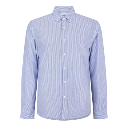 Navy-White - Front - Peter Werth Mens Pinstripe Regular Long-Sleeved Shirt