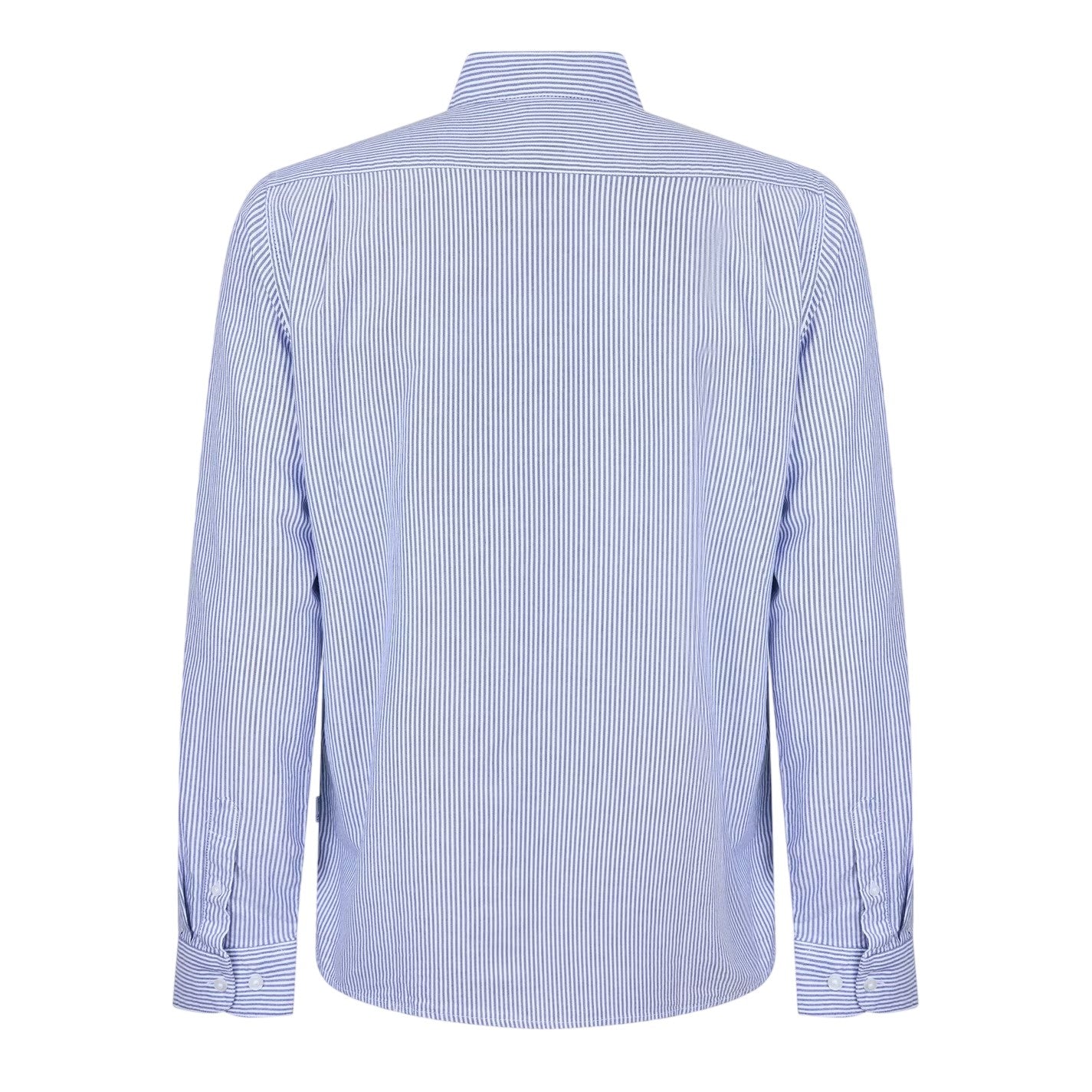 Navy-White - Back - Peter Werth Mens Pinstripe Regular Long-Sleeved Shirt