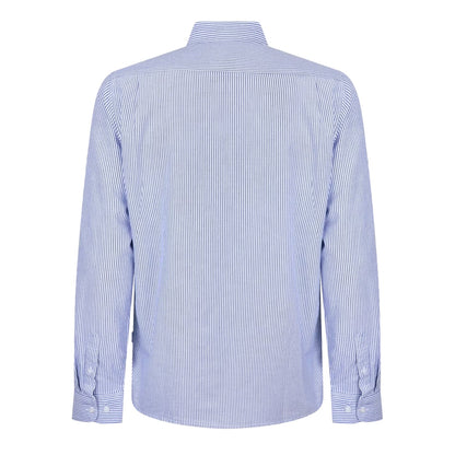 Navy-White - Back - Peter Werth Mens Pinstripe Regular Long-Sleeved Shirt