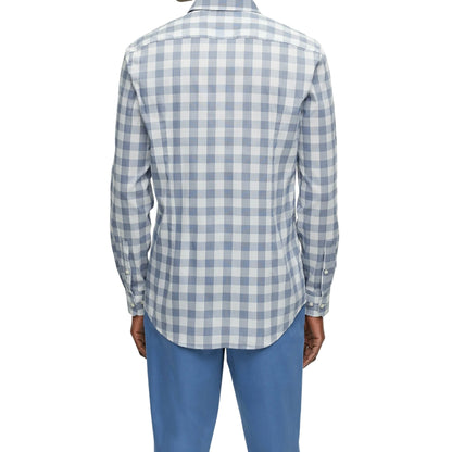 Dark Blue - Back - Boss Mens Gingham Spread Collar Slim Long-Sleeved Formal Shirt