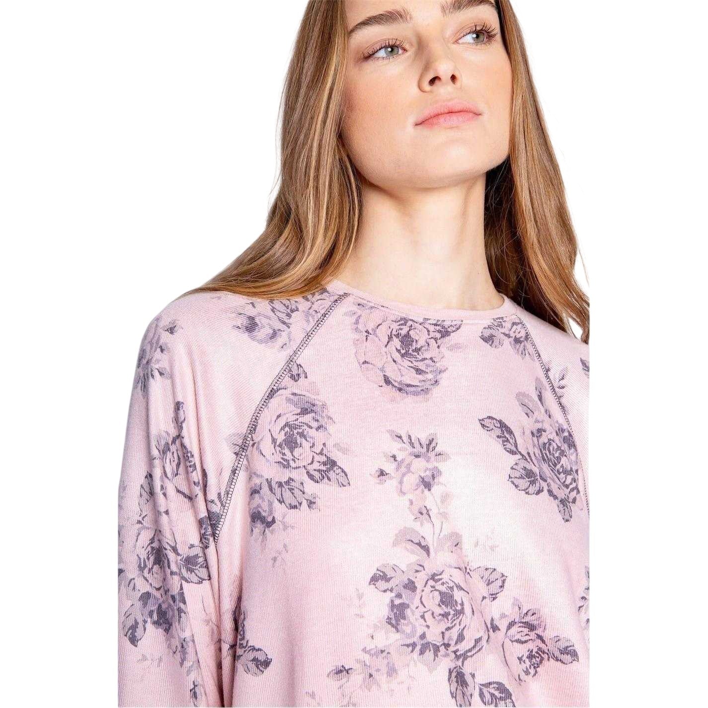 Pink - Pack Shot - PJ Salvage Womens-Ladies Floral Crew Neck Top