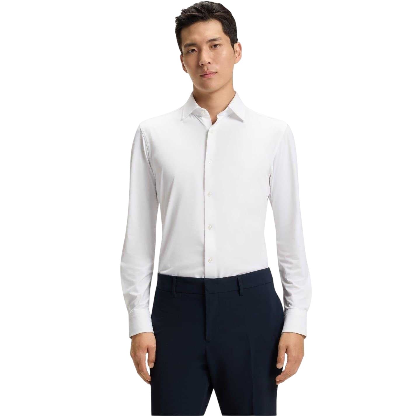 White - Side - Boss Mens Oxford Point Collar Regular Formal Shirt
