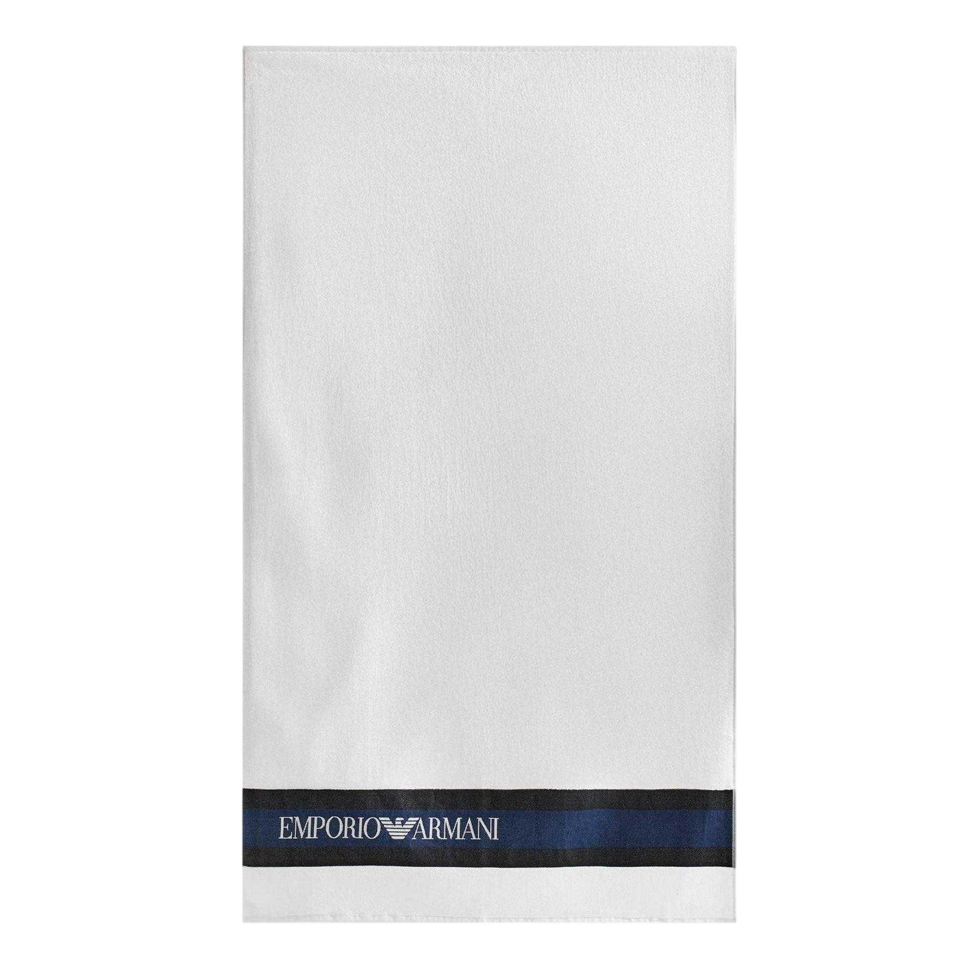 White-Navy-Black - Front - Emporio Armani EA7 Logo Woven Towel
