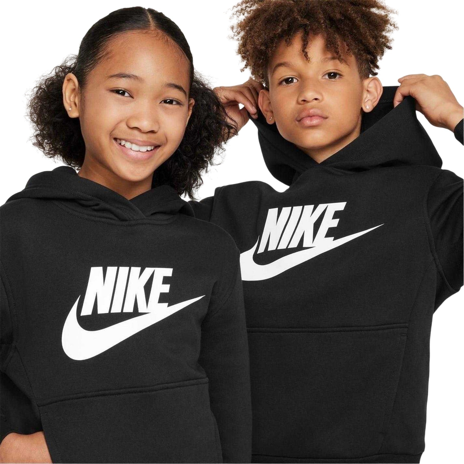 Black-White - Lifestyle - Nike Childrens-Kids Club Logo Fleece Hoodie