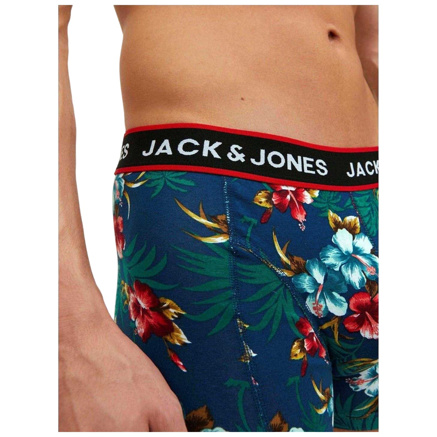 Multicoloured - Side - Jack And Jones Mens Floral Swimming Trunks (Pack of 3)