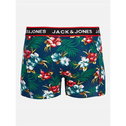 Black - Back - Jack And Jones Mens Floral Swimming Trunks (Pack of 3)