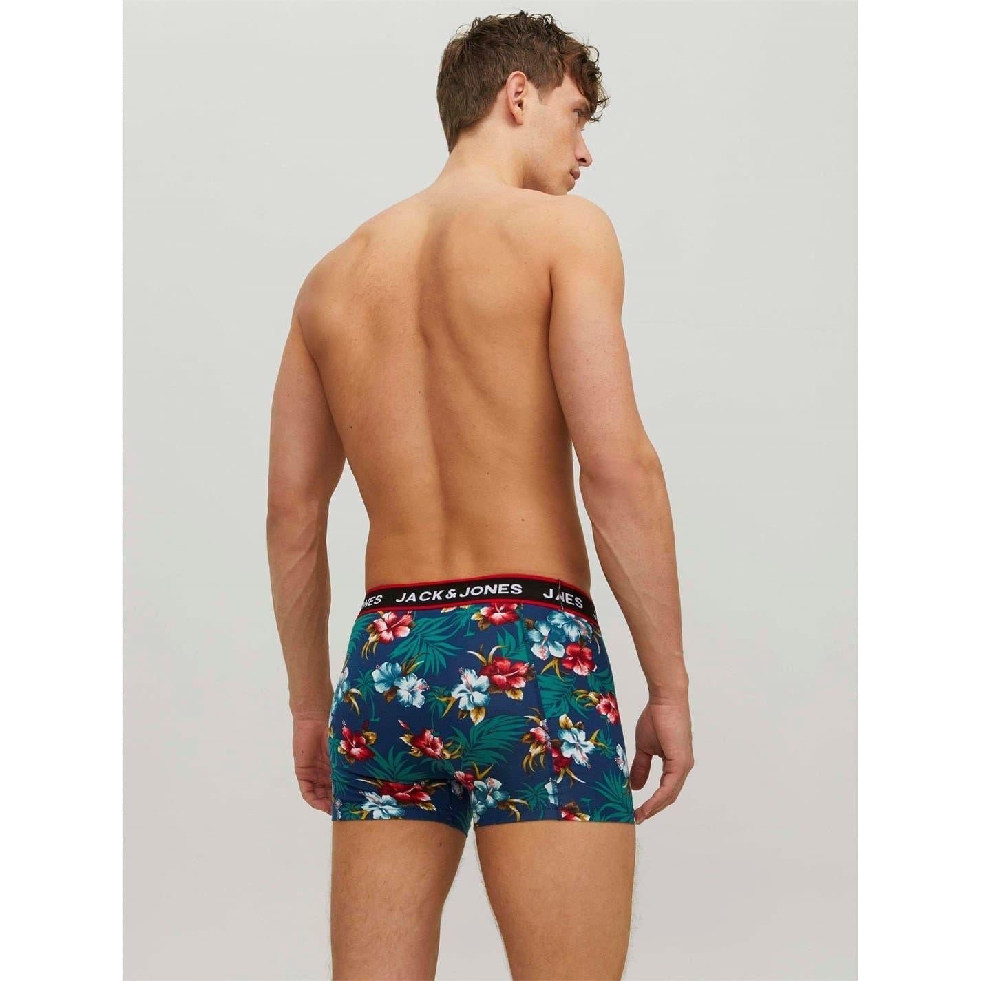 Black - Lifestyle - Jack And Jones Mens Floral Swimming Trunks (Pack of 3)