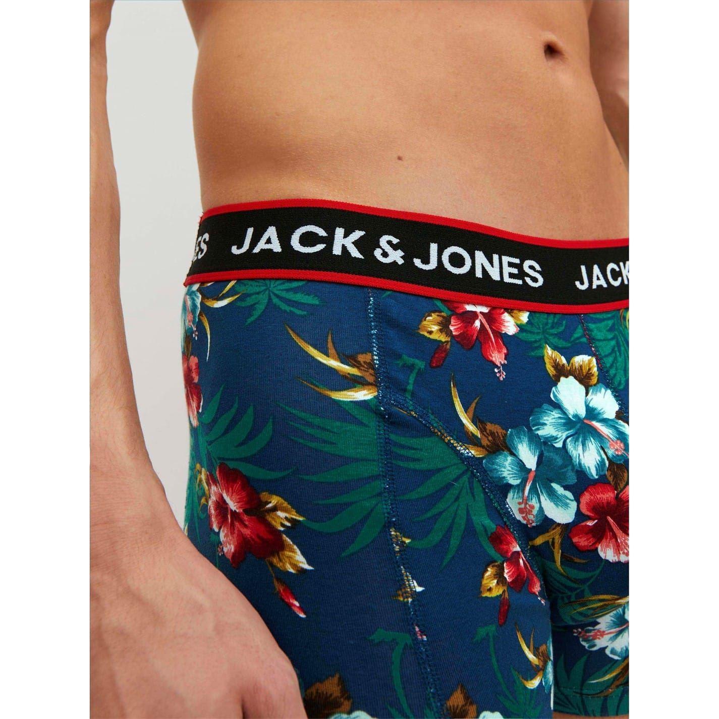 Black - Pack Shot - Jack And Jones Mens Floral Swimming Trunks (Pack of 3)