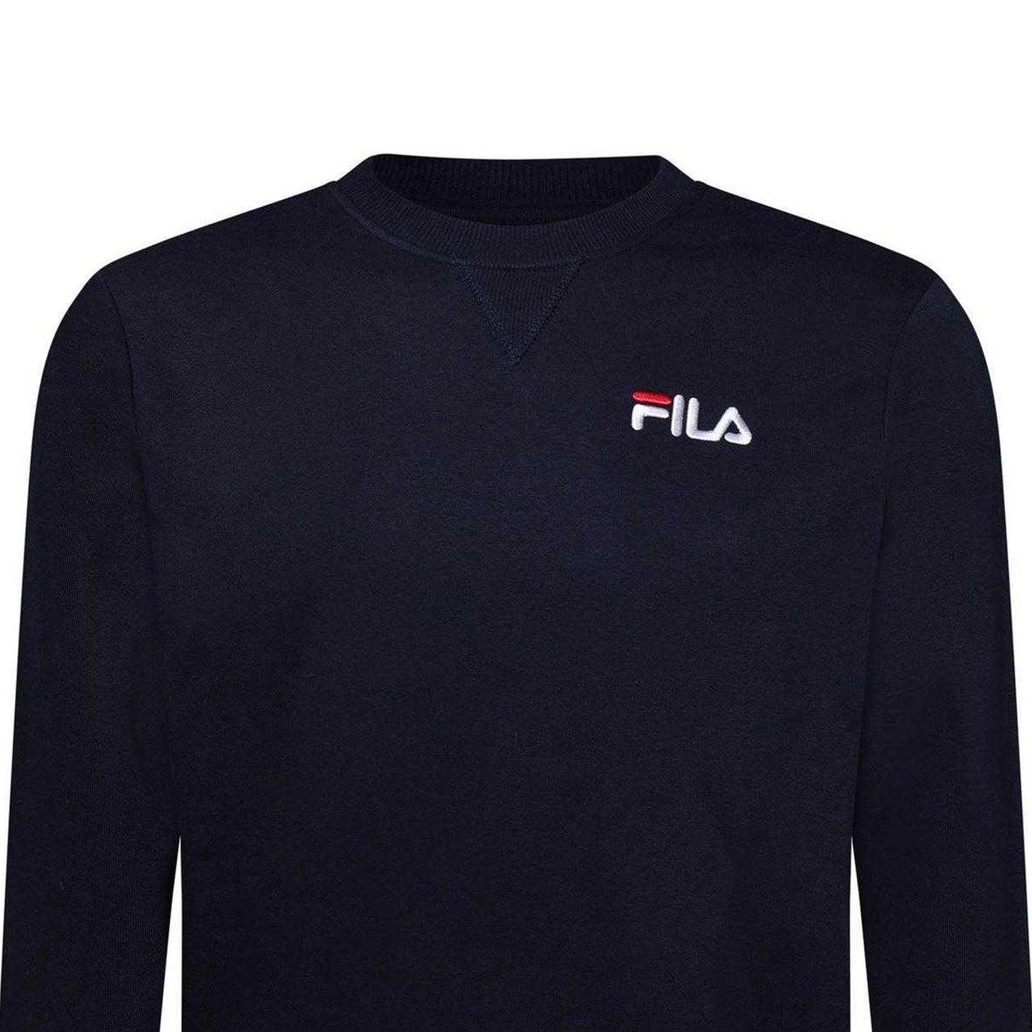 Navy - Side - Fila Mens Casper Crew Neck Sweatshirt